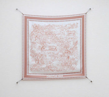 Bagsaaa Dior Toile de Jouy Sauvage 90 Square Scarf Ivory and Pink Silk Twill - 90x90cm