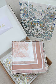 Bagsaaa Dior Toile de Jouy Sauvage 90 Square Scarf Ivory and Pink Silk Twill - 90x90cm - 2