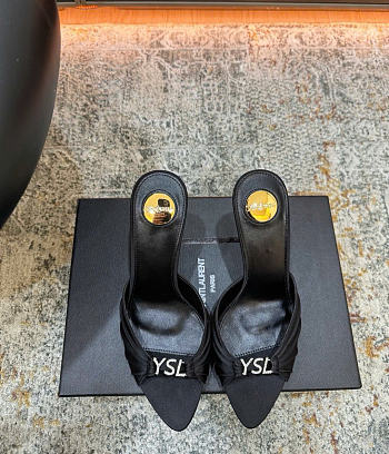 Bagsaaa YSL JERRY mules in satin crepe and rhinestones black 6cm