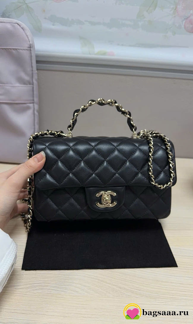 Bagsaaa Chanel Mini Classic Handbag With Top Handle AS2431 Black - 12 x 20 x 6cm - 1