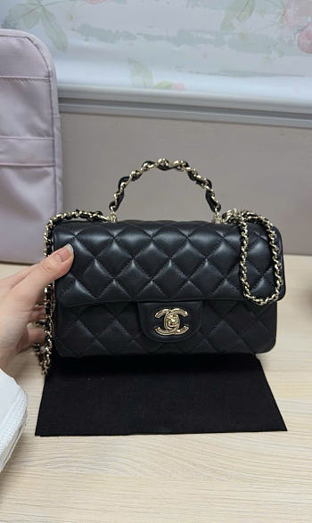Bagsaaa Chanel Mini Classic Handbag With Top Handle AS2431 Black - 12 x 20 x 6cm