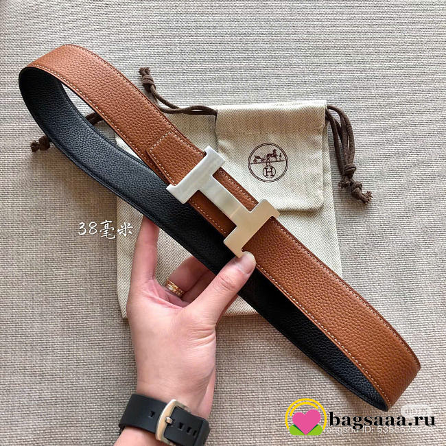 Bagsaaa Hermès H Constance belt features a reversible leather brown & black - 3.8cm - 1