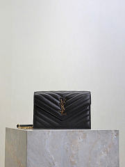Bagsaaa YSL Cassandre Envelope Chain Wallet In Grain De Poudre Leather 857605 black - 19cm - 1