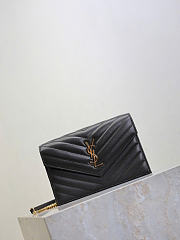 Bagsaaa YSL Cassandre Envelope Chain Wallet In Grain De Poudre Leather 857605 black - 19cm - 3