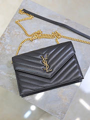 Bagsaaa YSL Cassandre Envelope Chain Wallet In Grain De Poudre Leather 857605 black - 19cm - 2