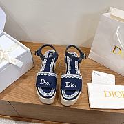 Bagsaaa Dior Dentelle Wedge Sandal Navy Dior Oblique Embroidered and White Lace 8cm - 1