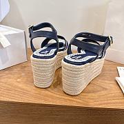 Bagsaaa Dior Dentelle Wedge Sandal Navy Dior Oblique Embroidered and White Lace 8cm - 3