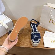 Bagsaaa Dior Dentelle Wedge Sandal Navy Dior Oblique Embroidered and White Lace 8cm - 4