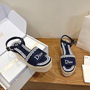 Bagsaaa Dior Dentelle Wedge Sandal Navy Dior Oblique Embroidered and White Lace 8cm - 2