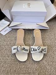 Bagsaaa J'Adior Heeled Slide Ivory Embroidered Cotton 3.5cm - 1