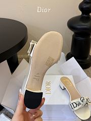 Bagsaaa J'Adior Heeled Slide Ivory Embroidered Cotton 3.5cm - 3