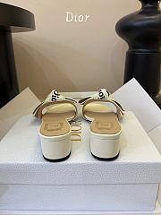 Bagsaaa J'Adior Heeled Slide Ivory Embroidered Cotton 3.5cm - 2