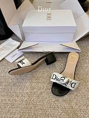 Bagsaaa J'Adior Heeled Slide Black Embroidered Cotton 3.5cm - 3