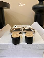 Bagsaaa J'Adior Heeled Slide Black Embroidered Cotton 3.5cm - 2