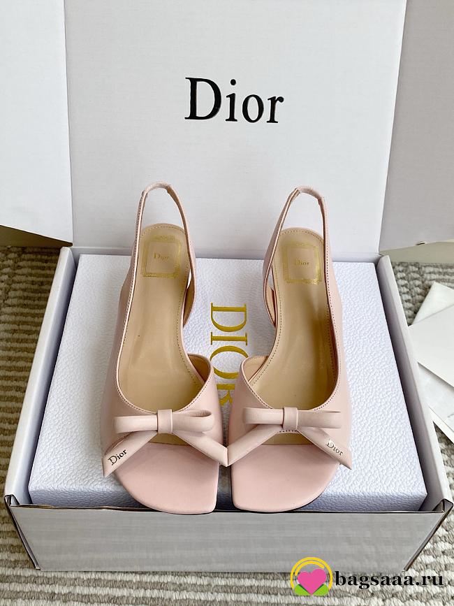 Bagsaaa Dior Bow Heeled Slingback Sandal Soupir Pink Lambskin 4cm - 1