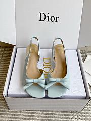 Bagsaaa Dior Bow Heeled Slingback Sandal Blue Lambskin 4cm - 1