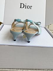 Bagsaaa Dior Bow Heeled Slingback Sandal Blue Lambskin 4cm - 4