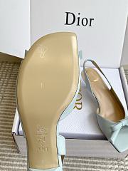 Bagsaaa Dior Bow Heeled Slingback Sandal Blue Lambskin 4cm - 3