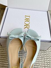 Bagsaaa Dior Bow Heeled Slingback Sandal Blue Lambskin 4cm - 2