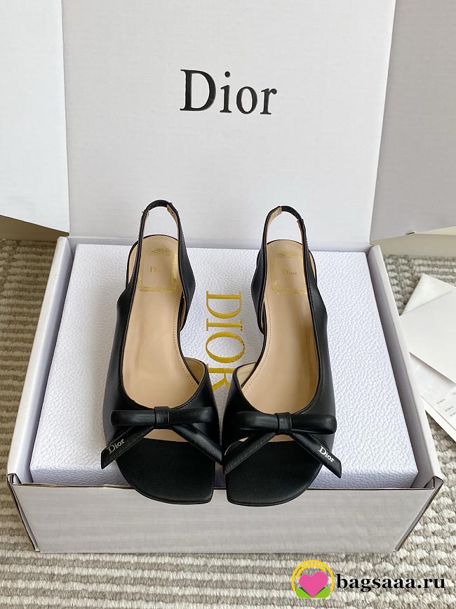 Bagsaaa Dior Bow Heeled Slingback Sandal Pink Lambskin 4cm - 1