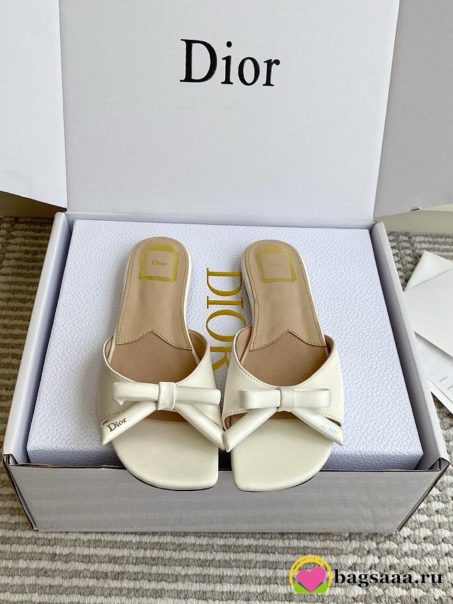 Bagsaaa Dior Bow Slide White Lambskin - 1