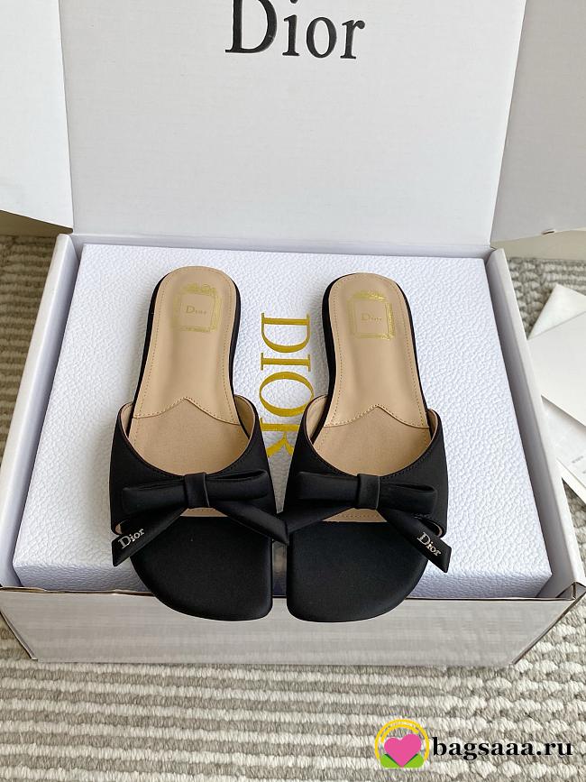 Bagsaaa Dior Bow Slide Black Lambskin - 1