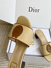 Bagsaaa Dioriviera Médaillon Heeled Slide Natural Embroidered and Cognac Brown 3.5cm - 4