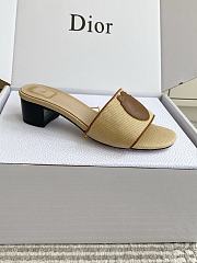 Bagsaaa Dioriviera Médaillon Heeled Slide Natural Embroidered and Cognac Brown 3.5cm - 2