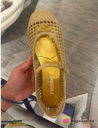 Bagsaaa Prada Triangle Logo Metallic Crochet Mary Jane Ballerina Flats - 1