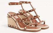 Bagsaaa Valentino Rockstud Calfskin Wedge Sandal With Cornely Embroidery 80Mm - 1