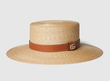 Bagsaaa Gucci Straw hat with leather detail