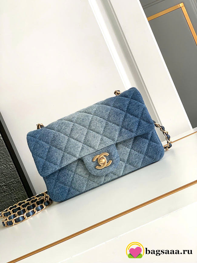 Bagsaaa Chanel Flap Bag Mini Washed Denim Blue - 20cm - 1