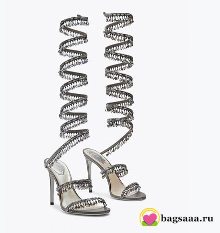 Bagsaaa René Caovilla Super Chandelier Anthracite Sandal Gray 105mm - 1