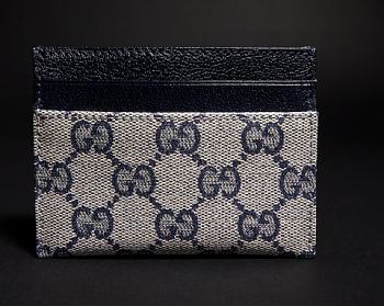 Bagsaaa Gucci Essence Classic card case blue GG canvas 10cm