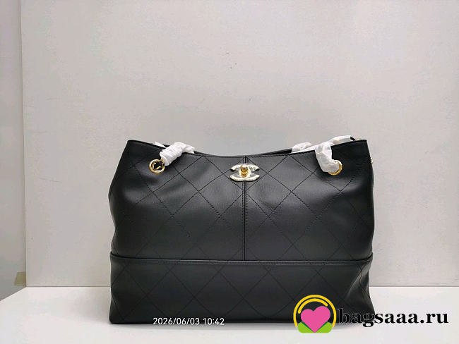 Bagsaaa Chanel Calfskin Quilted Small Coco Base Shopping Bag Black - 36cm - 1