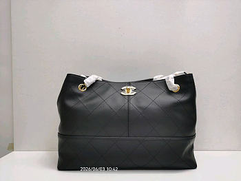 Bagsaaa Chanel Calfskin Quilted Small Coco Base Shopping Bag Black - 36cm
