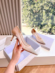 Bagsaaa Jimmy Choo Love 85 Ballet Pink Mesh Pointed-Toe Pumps with Dégradé Crystals - 4