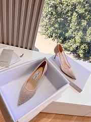 Bagsaaa Jimmy Choo Love 85 Ballet Pink Mesh Pointed-Toe Pumps with Dégradé Crystals - 2