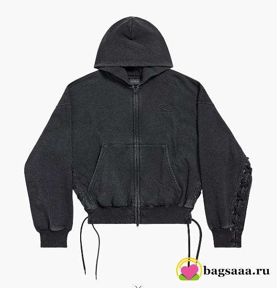 Bagsaaa Balenciaga Loop Sports Icon Lace-Up Hoodie black - 1