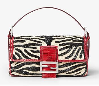 Bagsaaa Fendi Baguette® 26424 Raffia and bead Re Edition bag - 26 cm