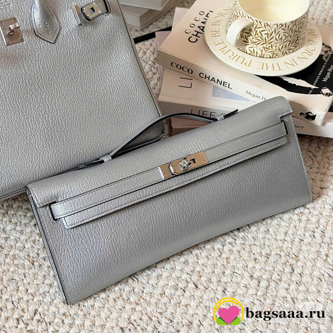 Bagsaaa Hermès Kelly Cut Argent Chevre silver - 31cm - 1