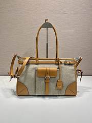 Bagsaaa Prada Bonnie linen and leather tote bag 1BA433 large Rope/Natural - 38cm - 1