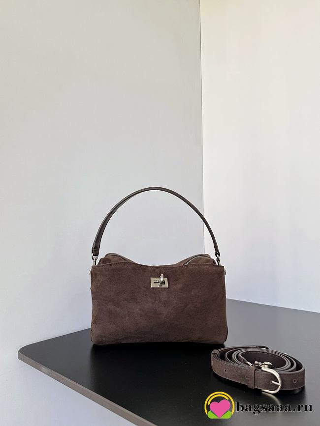 Bagsaaa Balenciaga Rodeo Camera Bag in light espresso waxed suede - 22.3cm - 1