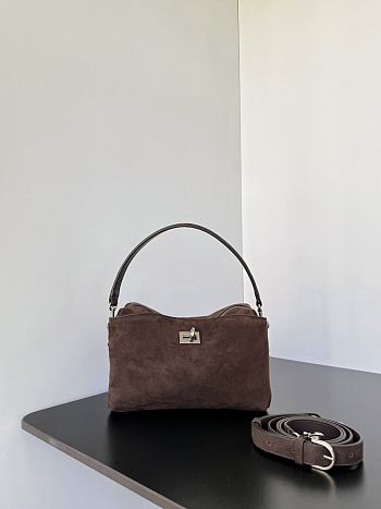 Bagsaaa Balenciaga Rodeo Camera Bag in light espresso waxed suede - 22.3cm