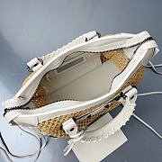 Bagsaaa Balenciaga Le City Bag Small in natural beige raffia effect fabric and white - 30cm - 4