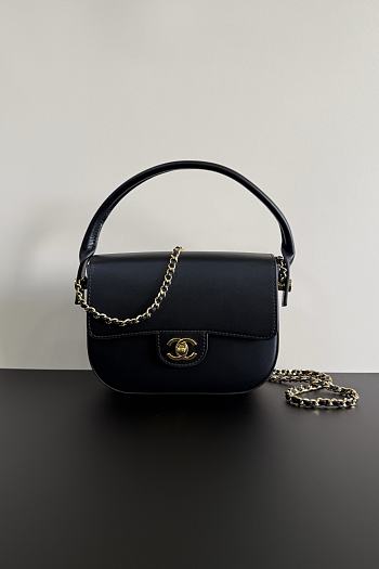Bagsaaa Chanel Mini Flap Bag with Top Handle AS6424 Black - 19.5cm