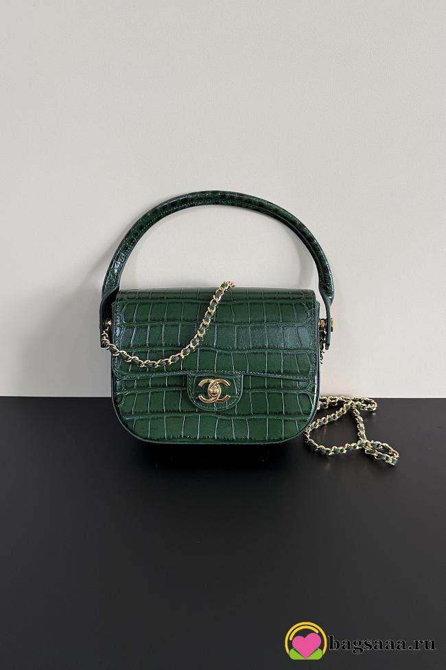 Bagsaaa Chanel Mini Flap Bag with Top Handle AS6424  Crocodile Embossed - 19.5cm - 1