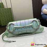 Bagsaaa Gucci Horsebit Chain Medium Shoulder Bag Green iridescent quilted leather - 38 x 15 x 16 cm - 1