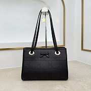 Bagsaaa Small Dior Promenade Shopping Bag Black Flat Cannage Calfskin - 27cm - 1