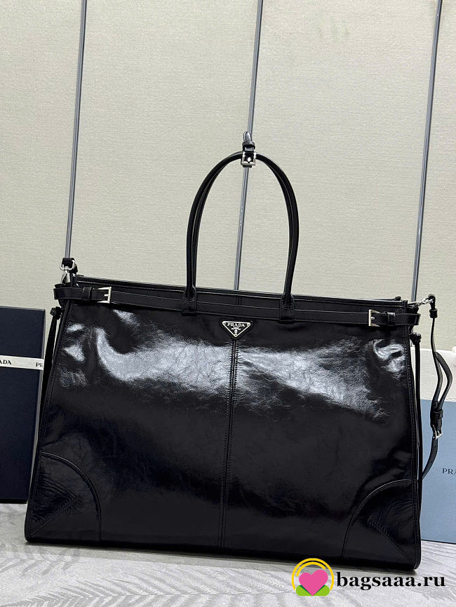 Bagsaaa Prada Bonnie leather tote bag 2VG128 black - 50cm - 1